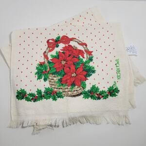 2 Vintage Cecil Saydah Christmas Poinsetta Kitchen Towels